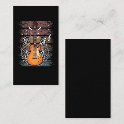レトロ・エレキギター・バンド・ロック・ミュージック 名刺 (正面/裏面)