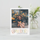 レトロ |オレンジの大学院の写真のお知らせ 招待状 (スタンド正面)