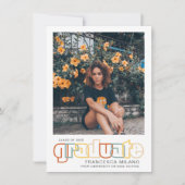 レトロ |オレンジの大学院の写真のお知らせ 招待状 (正面)