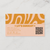 レトロ オレンジ色 テラコッタ QR コード ボヘミアングルーヴィー 名刺 (裏面)