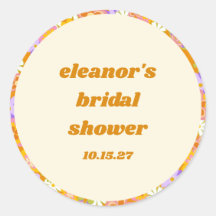 レトロ オレンジ パープル フラワー カスタム ブライダルシャワー