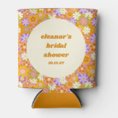 レトロ オレンジ パープル フラワー カスタム ブライダル シャワー 缶クーラー (正面)