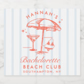 レトロ オレンジ & ブルー ストライプ ハッチャーメイド スパークリングワインラベル (シングルラベル)