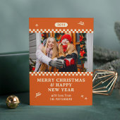 レトロ オレンジ メリークリスマス 家族写真