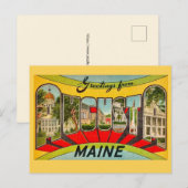 レトロ オーガスタ メーン州 挨拶 ポストカード (正面/裏面)
