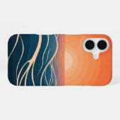 レトロ オーシャンサンセット ウェーブ iPhone 16ケース (裏面横)