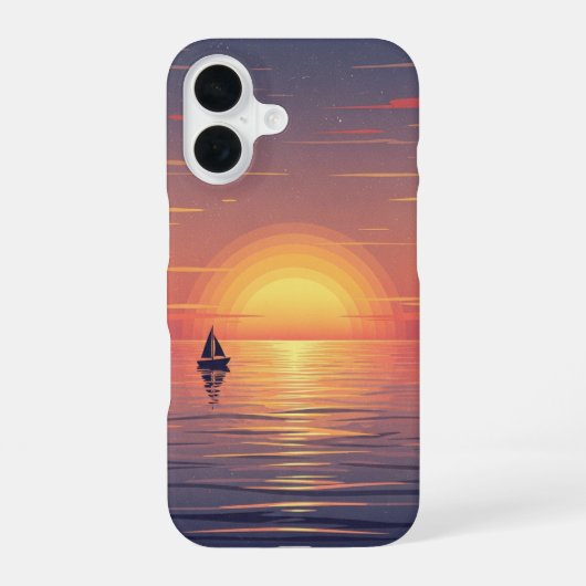 レトロ オーシャンサンセット iPhone 16ケース (裏面)