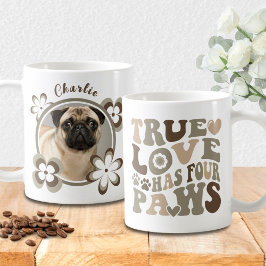 レトロ オーダー ペット 犬 名前 写真  コーヒーマグカップ