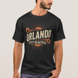 レトロ オーランド 美しい街 フロリダ サンバースト Tシャツ