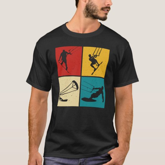 レトロ カイトサーフィン カイトボーディング Tシャツ (正面)