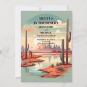 レトロ カクタス 多肉植物 ウェディング 招待状 (正面)