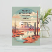 レトロ カクタス 多肉植物 ウェディング 招待状 (スタンド正面)