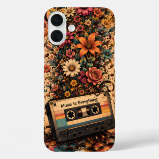 レトロ・カセットとワイルドフラワー | ビンテージ音楽愛好家 iPhone 16 PLUSケース