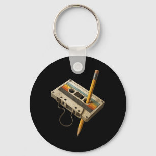 レトロ カセットテープ 鉛筆 楽しい 80年代 90年代 ミックステープ ノスタルジー キーホルダー