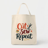 レトロ"カットソー繰り返し"裁縫恋人デザイン トートバッグ (正面)