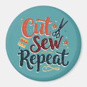 レトロ"カットソー繰り返し"裁縫恋人デザイン マグネット (正面)