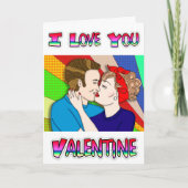 レトロ カップル キス | バレンタインデー カード (正面)