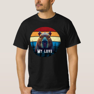 レトロ カピバラ 私の愛 ヴィンテージ 夕焼け エステティック Tシャツ