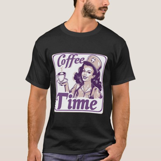 レトロ カフェタイム サイン Tシャツ (正面)