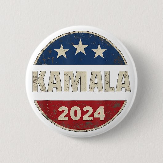 レトロ カマラ・ハリス 2024 大統領選挙 缶バッジ (正面)