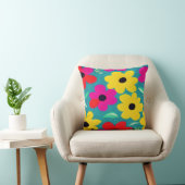 レトロ カラフルな花の保育園アート クッション (椅子)