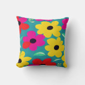 レトロ カラフルな花の保育園 アート クッション (正面)