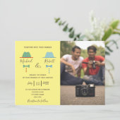 レトロ カラフル ゲイ フォト ウェディング 招待状 (スタンド正面)