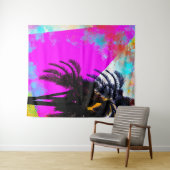 レトロ カラフル サマータイム ビーチパーティー パームツリー タペストリー (インサイチュ(横))