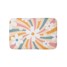 レトロ カラフル サンシャイン デイジー フラワーハッピー バスマット