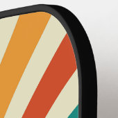 レトロ カラフル ストライプ スクリプト ミニマル ネーム ピックルボールラケット (左詳細)