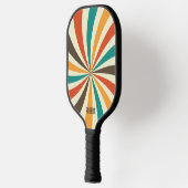レトロ カラフル ストライプ スクリプト ミニマル ネーム ピックルボールラケット (左)