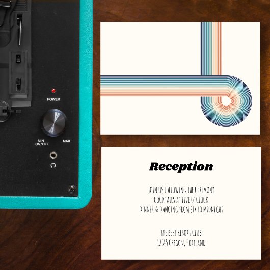 レトロ カラフル ストライプ 70年代 ウェディング 受付 カード