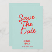 レトロ カラフル ブライト ファンキー ユニーク モダン ウェディング セーブザデート (正面/裏面)