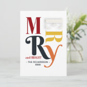 レトロ カラフル メリー＆ブライト ヴィンテージ クリスマス 招待状 (スタンド正面)