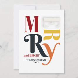 レトロ カラフル メリー＆ブライト ヴィンテージ クリスマス 招待状