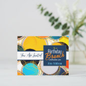 レトロ カラフル 80s バースデー ブランチ 発表 ポストカード (スタンド正面)