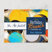 レトロ カラフル 80s バースデー ブランチ 発表 ポストカード (正面)