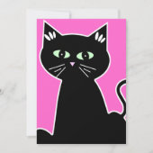 レトロ カートゥーン 緑の目をした猫のパーティー 招待状 (正面)