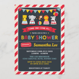 レトロ カーニバル サーカス 動物 ベビーシャワー 招待状