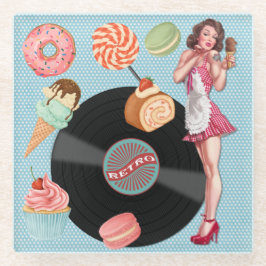 レトロ ガラスコースター