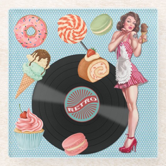 レトロ ガラスコースター (正面)