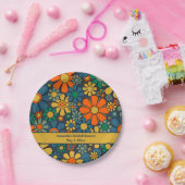 レトロ ガーデン グルーヴィー フラワーズ 60年代 70年代 ブライダルシャワー ペーパープレート (パーティー)