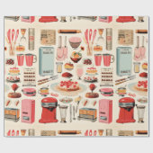 レトロ キッチン ケーキや ツール ラッピングペーパー (フラット)