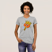 レトロ・キャラクター卓球ラケット柄ウィメンズTシャツ