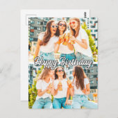 レトロ キュート オーダーメイド ２枚の写真 テンプレート 誕生日おめでとう ポストカード (正面/裏面)