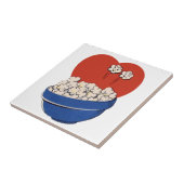 レトロ キュート ユーモア、映画のお供にポップコーン! タイル (側面)