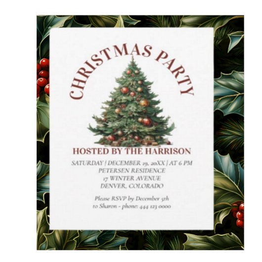 レトロ クラシック かわいい クリスマス ツリー 招待状