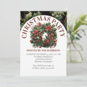 レトロ クラシック かわいい 水彩 クリスマス リース 招待状 (スタンド正面)