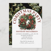 レトロ クラシック かわいい 水彩 クリスマス リース 招待状 (正面/裏面)