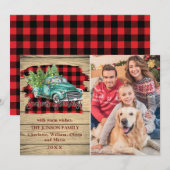 レトロ クラシック クリスマス トラック ラスティック グリーティング (正面/裏面)